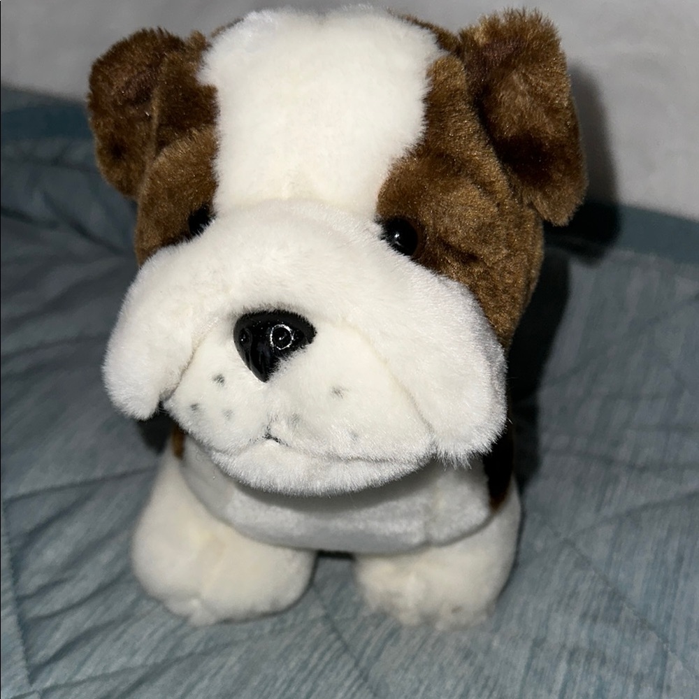 Brown and White Plush Dog Toy with Floppy Ears